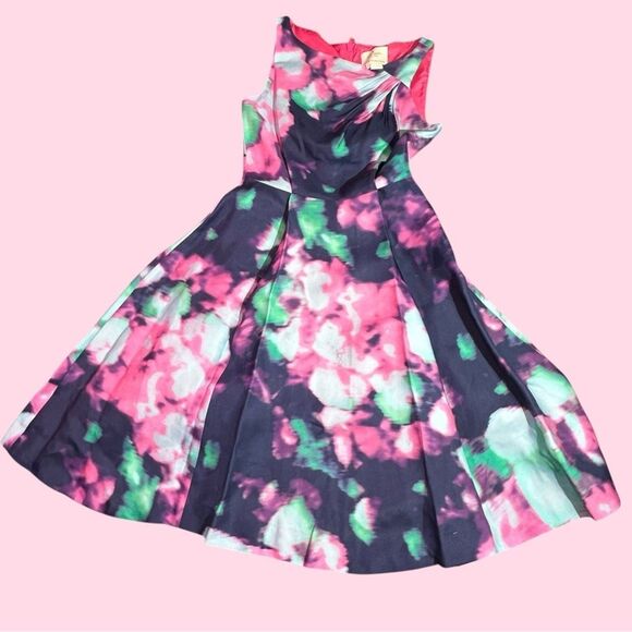 Kate Spade Designer Dress Size 2 Quiet Luxury Watercolor A Line Fit & Flare Flow - Picture 6 of 11